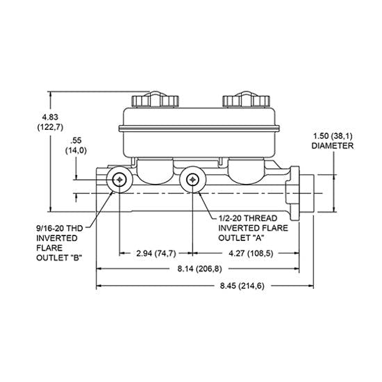 Wilwood 260-4893 Tandem Master Cylinder, 1-1/16 Inch Bore