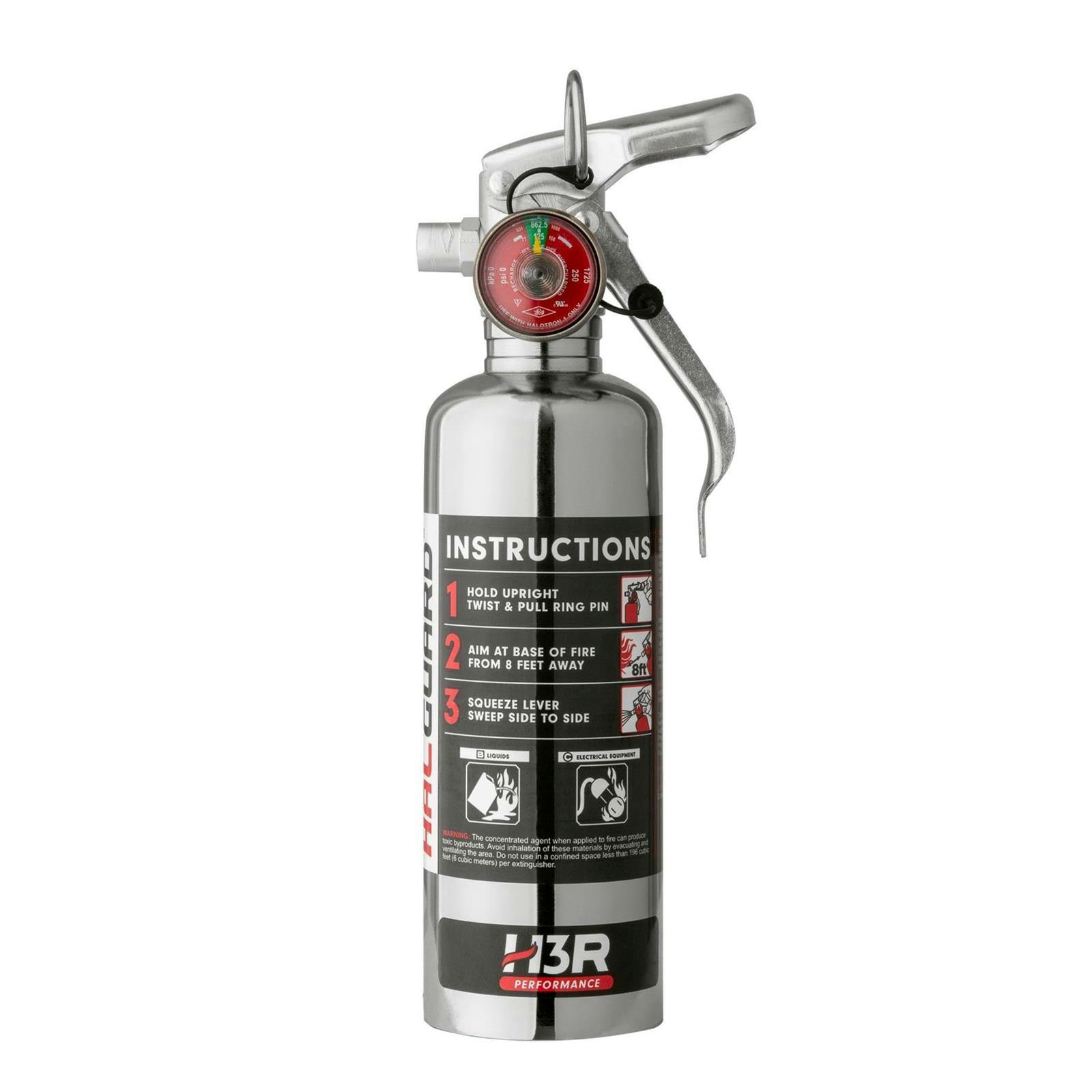 H3R Performance HG100C HalGuard 1.4 Lb. Fire Extinguisher, Chrome