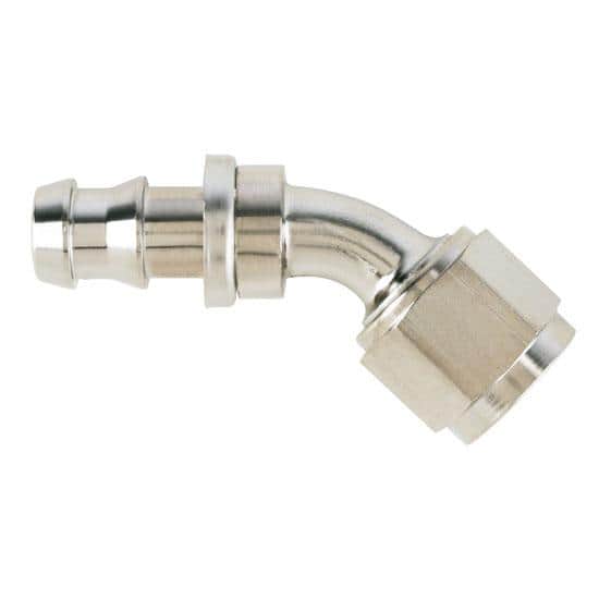 Aeroquip FCE1523 Nickel 45 Degree PushOn Socketless Fitting, 8 AN