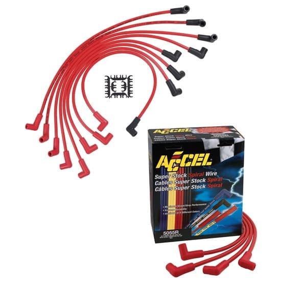 Accel 5055K Black 8mm Stock HEI Corrected Cap Spiral Spark Plug Wires