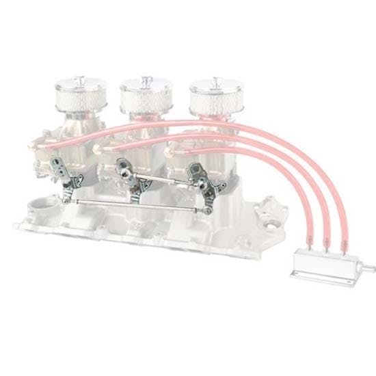 Linkage Kit: 3 Demon 98s to Small Block Chevy Edelbrock Manifold