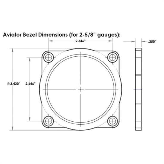 Speedhut A-102 Black Aviator Trim Bezel for 2-5/8" gauge