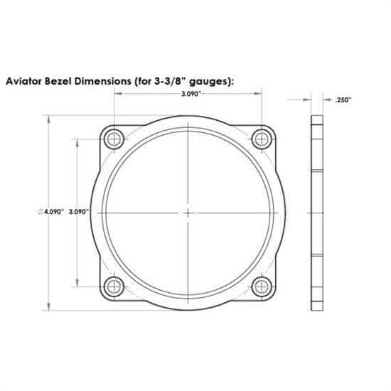 Speedhut A-103 Black Aviator Trim Bezel for 3-3/8" gauge