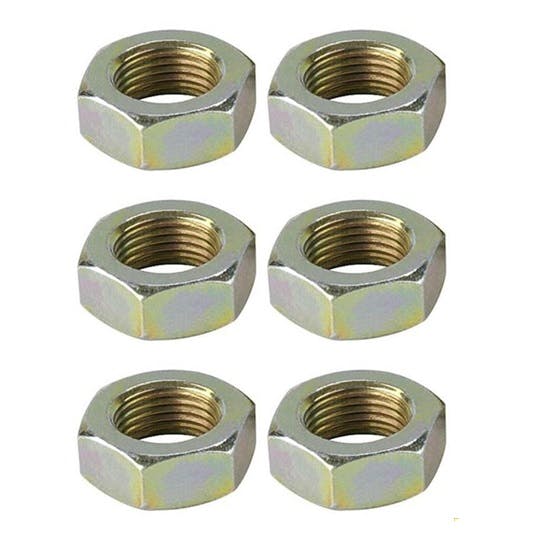 Steel Jam Nuts, 1/4 Inch-28 NF Fine Thread, Pack/6