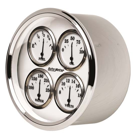 AutoMeter 1213 Old-Tyme White II Air-Core Quad Gauge, 5 Inch