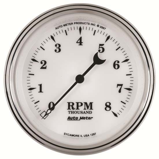 AutoMeter 1297 Old-Tyme White II Air-Core In-Dash Tachometer