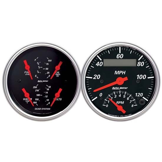AutoMeter 1409 Designer Black Air-Core 2 Piece Gauge Kit, 3-3/8