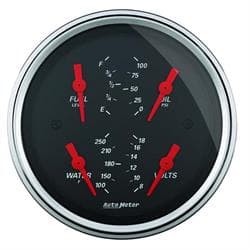 AutoMeter 1414 Designer Black Air-Core Quad Gauge, 3-3/8 Inch