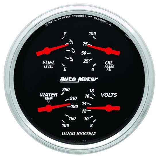 AutoMeter 1419 Designer Black Air-Core Quad Gauge, 5 Inch