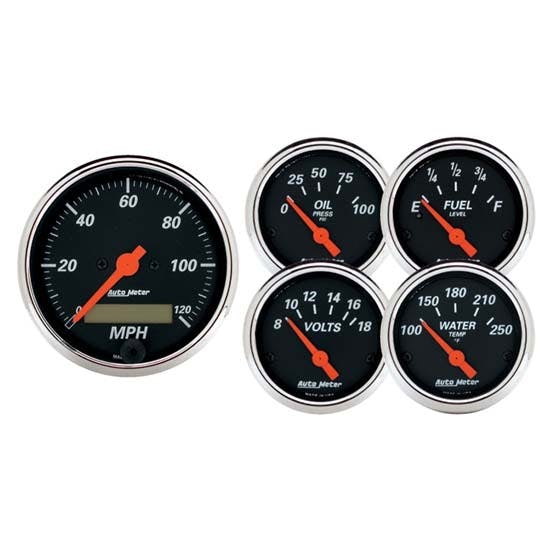AutoMeter 1421 Designer Black 5 Piece Electric Gauge Kit