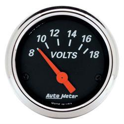 AutoMeter 1483 Designer Black Air-Core Voltmeter Gauge, 2-1/16