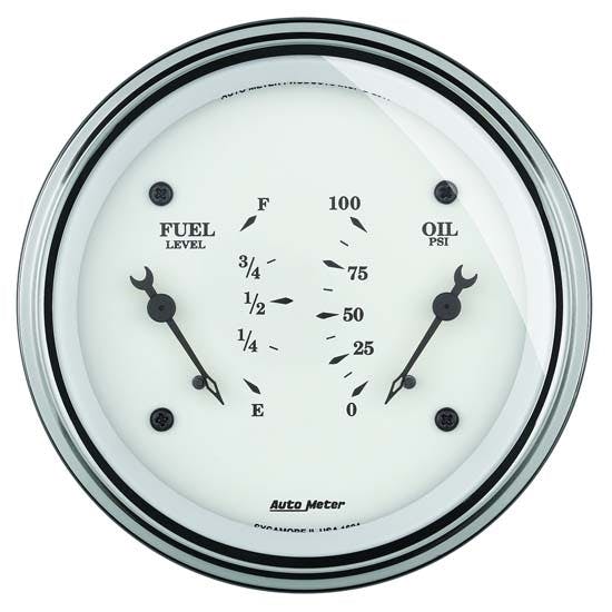 AutoMeter 1624 Old-Tyme White Air-Core Electric Dual Gauge, 3-3/8