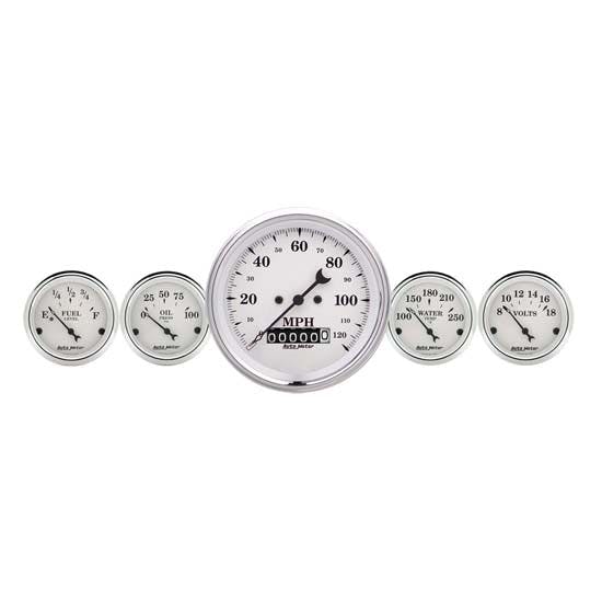 AutoMeter 1640 Old-Tyme White 5 Piece Gauge Set, Electric
