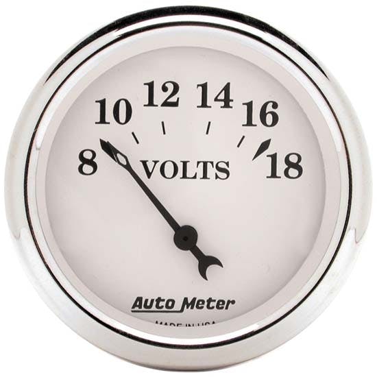 AutoMeter 1692 Old-Tyme White Air-Core Voltmeter Gauge, 2-1/16