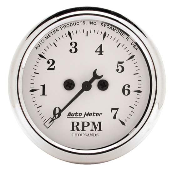AutoMeter 1694 Old-Tyme White Air-Core In-Dash Tachometer,2-1/16