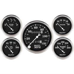 AutoMeter 1708 Old Tyme Black 5-Piece Analog Gauge Set
