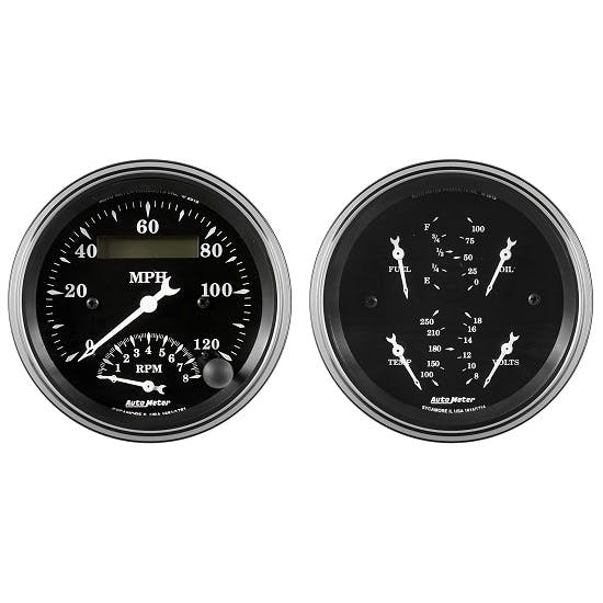 AutoMeter 1720 Old Tyme Black Quad & Tachometer/Speedometer,3-3/8