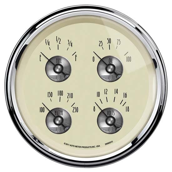 AutoMeter 2009 Prestige Antique Ivory Air-Core Quad Gauge, 5 Inch