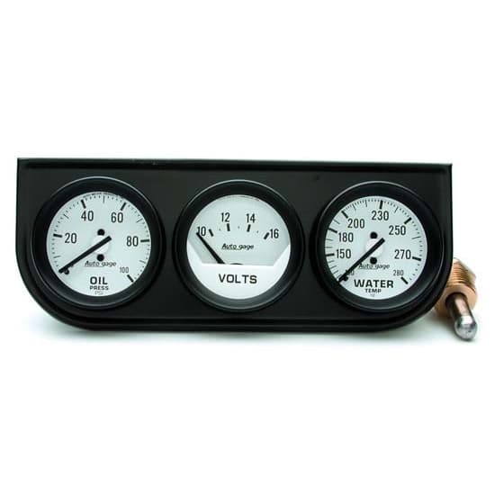 AutoMeter 2327 AutoGage Mechanical 3 Gauge Console,Oil/Water/Volt