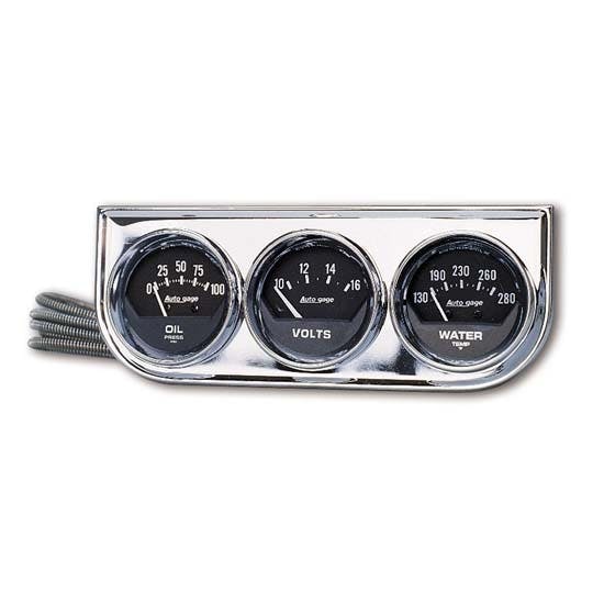 AutoMeter 2349 AutoGage Mechanical 3 Gauge Console,Oil/Water/Volt