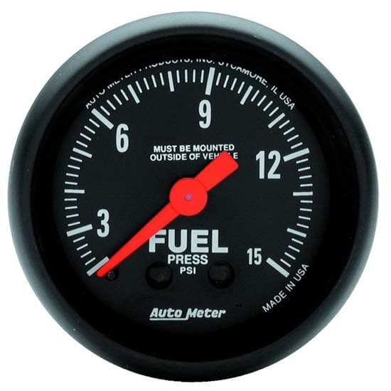 AutoMeter 2603 Z-Series Mech Fuel Press. Gauge, 15 PSI, 2-1/16