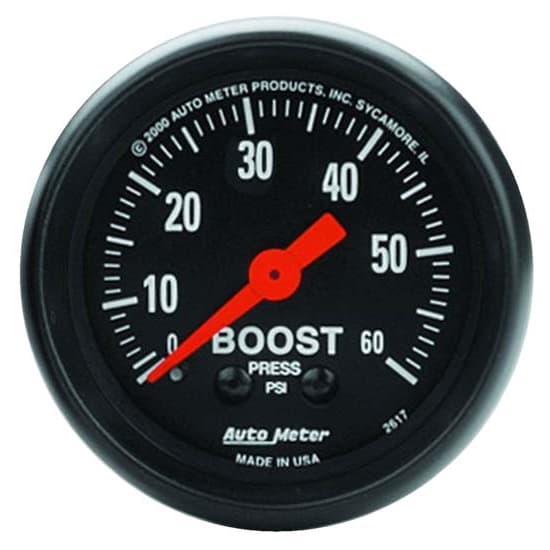 AutoMeter 2617 Z-Series Mechanical Boost Gauge,60 PSI,2-1/16 Inch
