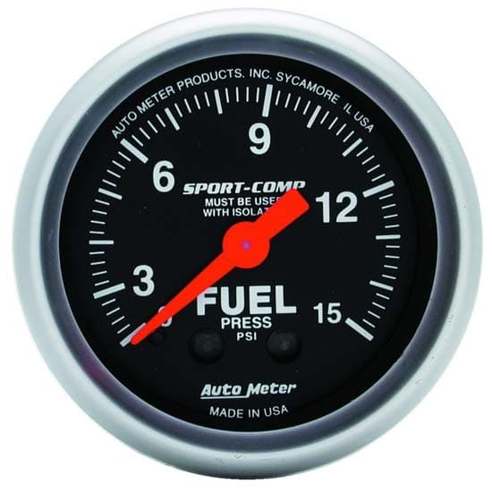 AutoMeter 3313 Sport-Comp Mech. Fuel Press. w/ Isolator Gauge