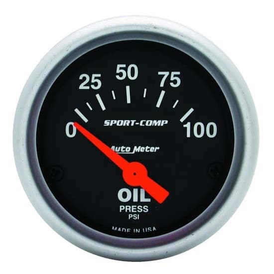 AutoMeter 3327 Sport-Comp Air-Core Oil Press. Gauge, 100 PSI