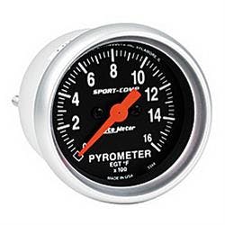 AutoMeter 3344 Pyrometer Gauge, 2 1/16 Inch, 1600 Deg, Sport-Comp