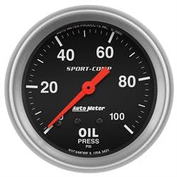 AutoMeter 3421 Sport-Comp Mechanical Oil Press. Gauge, 100 PSI