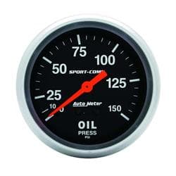 AutoMeter 3423 Sport-Comp Mechanical Oil Press. Gauge, 150 PSI