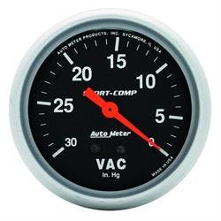 AutoMeter 3484 Sport-Comp Mechanical Vacuum Gauge, 2-5/8 Inch