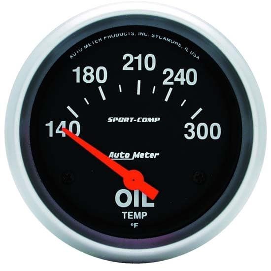AutoMeter 3543 Sport-Comp Air-Core Oil Temperature Gauge, 2-5/8