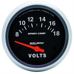 AutoMeter 3592 Sport-Comp Air-Core Voltmeter Gauge, 2-5/8 Inch