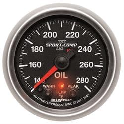 AutoMeter 3640 Oil Temp Gauge, 2 1/16 Inch, 140-280 Deg., SC II