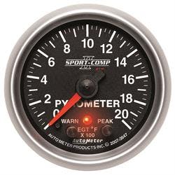 AutoMeter 3647 Pyrometer Gauge, 2 1/16 Inch, 2000 Deg., SC