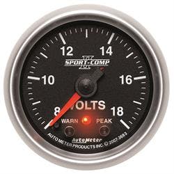AutoMeter 3683 Volt Gauge, 2 1/16 Inch, 18V W/ Peak And Warn