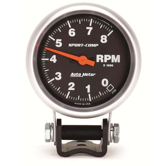 AutoMeter 3708 Sport-Comp Air-Core Pedestal Tach, 8k RPM, 2-5/8