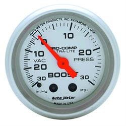 AutoMeter 4303 Ultra-Lite Mechanical Boost/Vacuum Gauge, 2-1/16