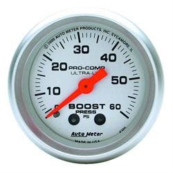 AutoMeter 4305 Ultra-Lite Mechanical Boost Gauge, 60 PSI, 2-1/16