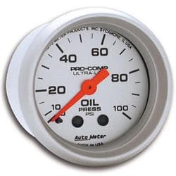 AutoMeter 4321 Ultra-Lite Mech Oil Press. Gauge, 100 PSI,2-1/16