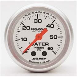 AutoMeter 4324 Ultra-Lite Mech Water Press. Gauge,60 PSI,2-1/16