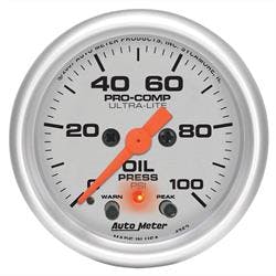 AutoMeter 4352 Oil Pressure Gauge, 2 1/16 Inch 100PSI, Ultra-Lite