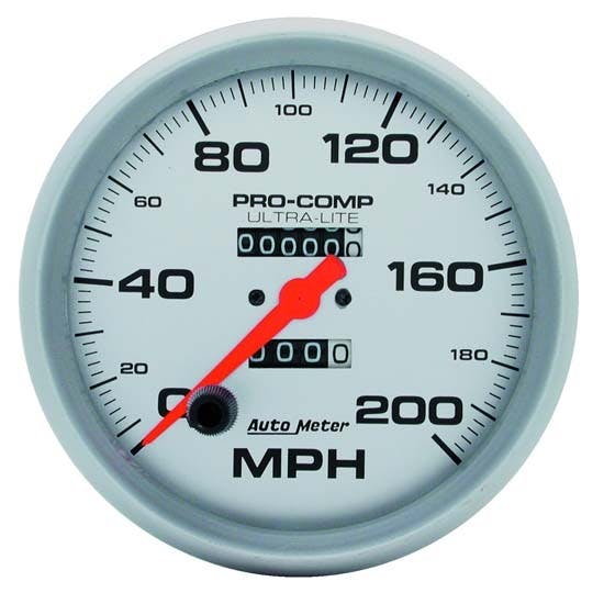 AutoMeter 4496 Ultra-Lite Mechanical Speedometer, 200 MPH, 5 Inch