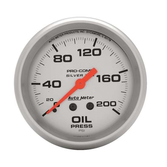 AutoMeter 4622 Ultra-Lite Mech Oil Press. Gauge, 200 PSI, 2-5/8
