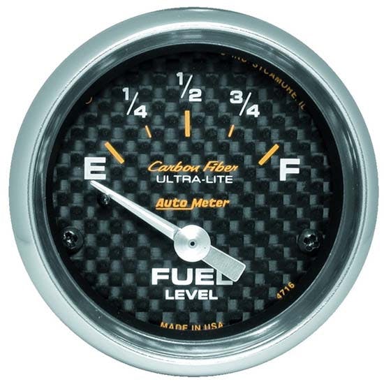 AutoMeter 4716 Carbon Fiber Air-Core Fuel Level Gauge,2-1/16 Inch