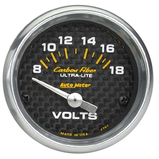 AutoMeter 4791 Carbon Fiber Air-Core Voltmeter Gauge, 2-1/16 Inch