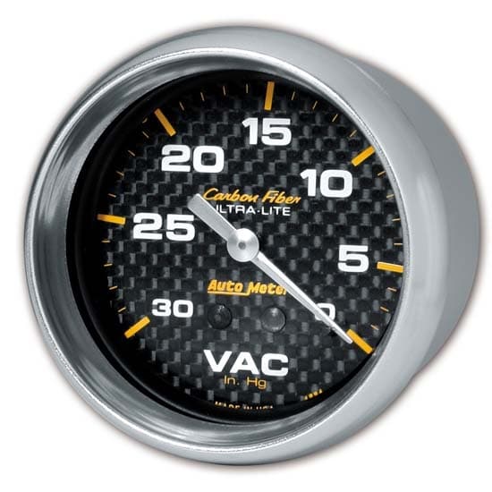 AutoMeter 4884 Carbon Fiber Mechanical Vacuum Gauge, 2-5/8 Inch