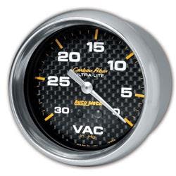 AutoMeter 4884 Carbon Fiber Mechanical Vacuum Gauge, 2-5/8 Inch