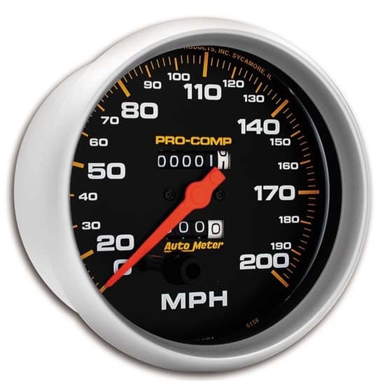 AutoMeter 5156 Pro-Comp Mechanical Speedometer, 200 MPH, 5 Inch